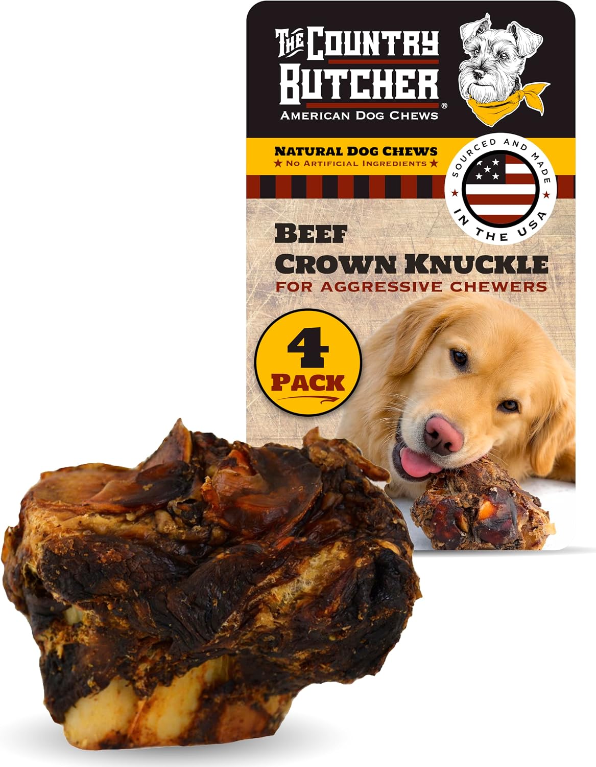 THE COUNTRY BUTCHER Crown Knuckles - Huesos de perro de carne de re...