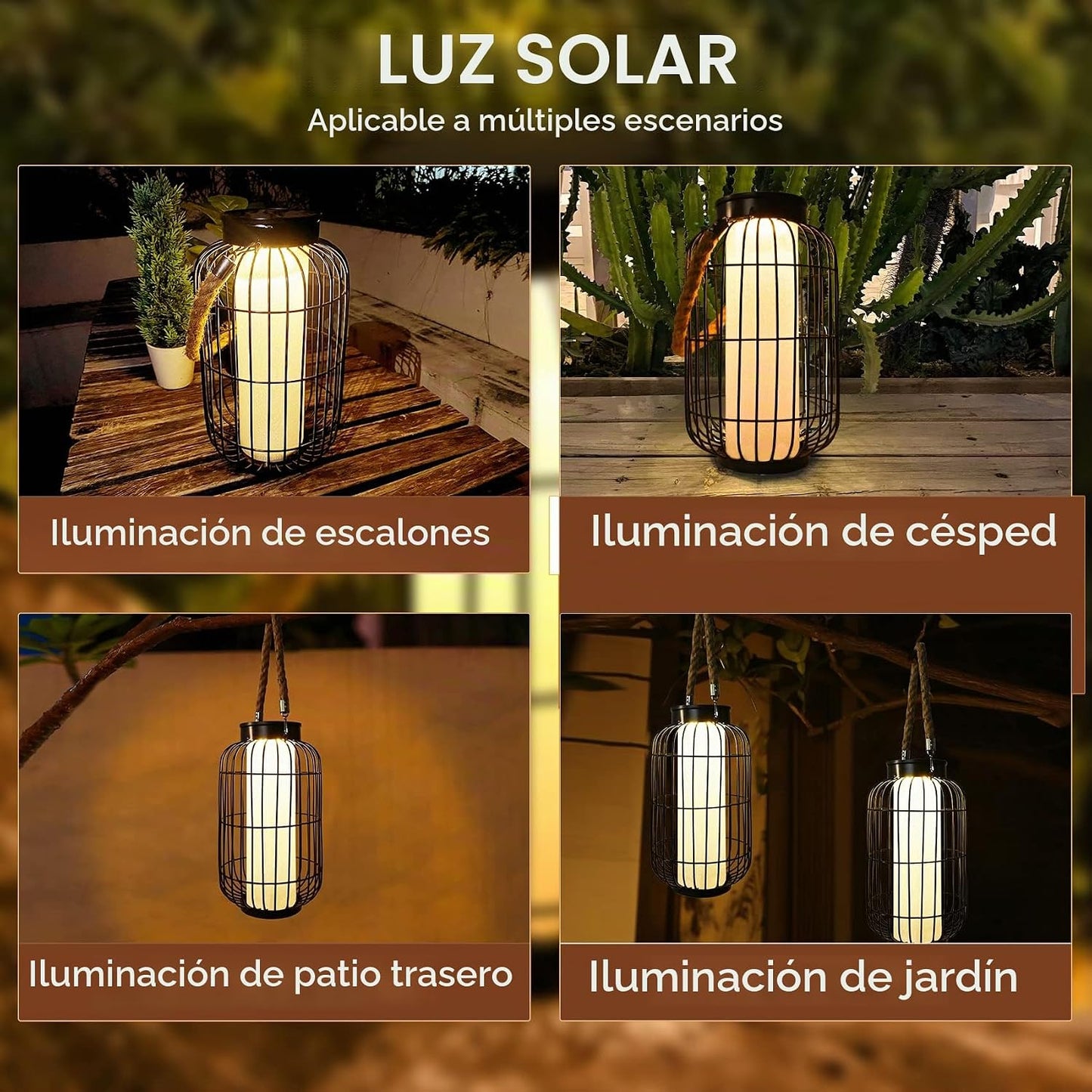 pearlstar Farol grande con energía solar para exteriores, luces col...