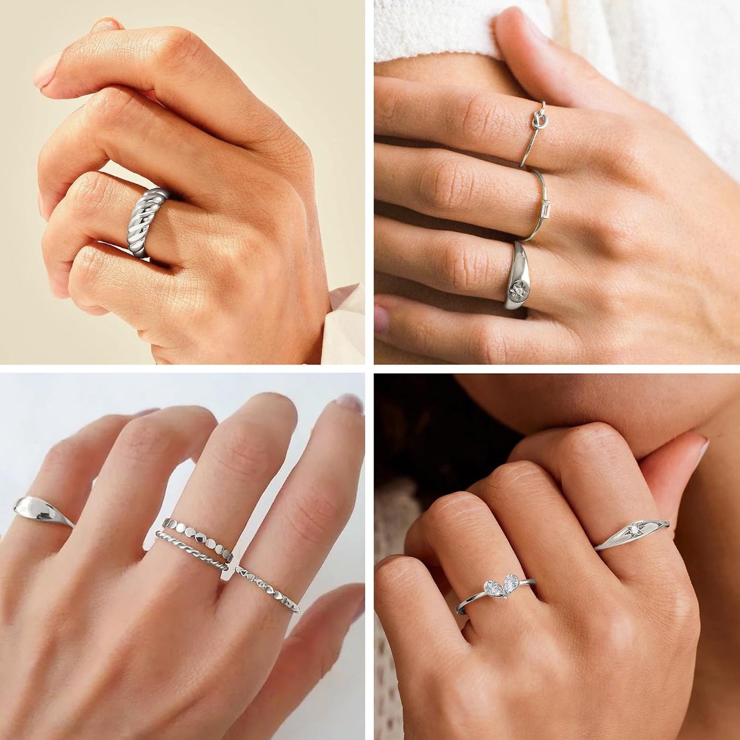 FAXHION Juego de 25 anillos apilables de oro para mujer, anillo de...