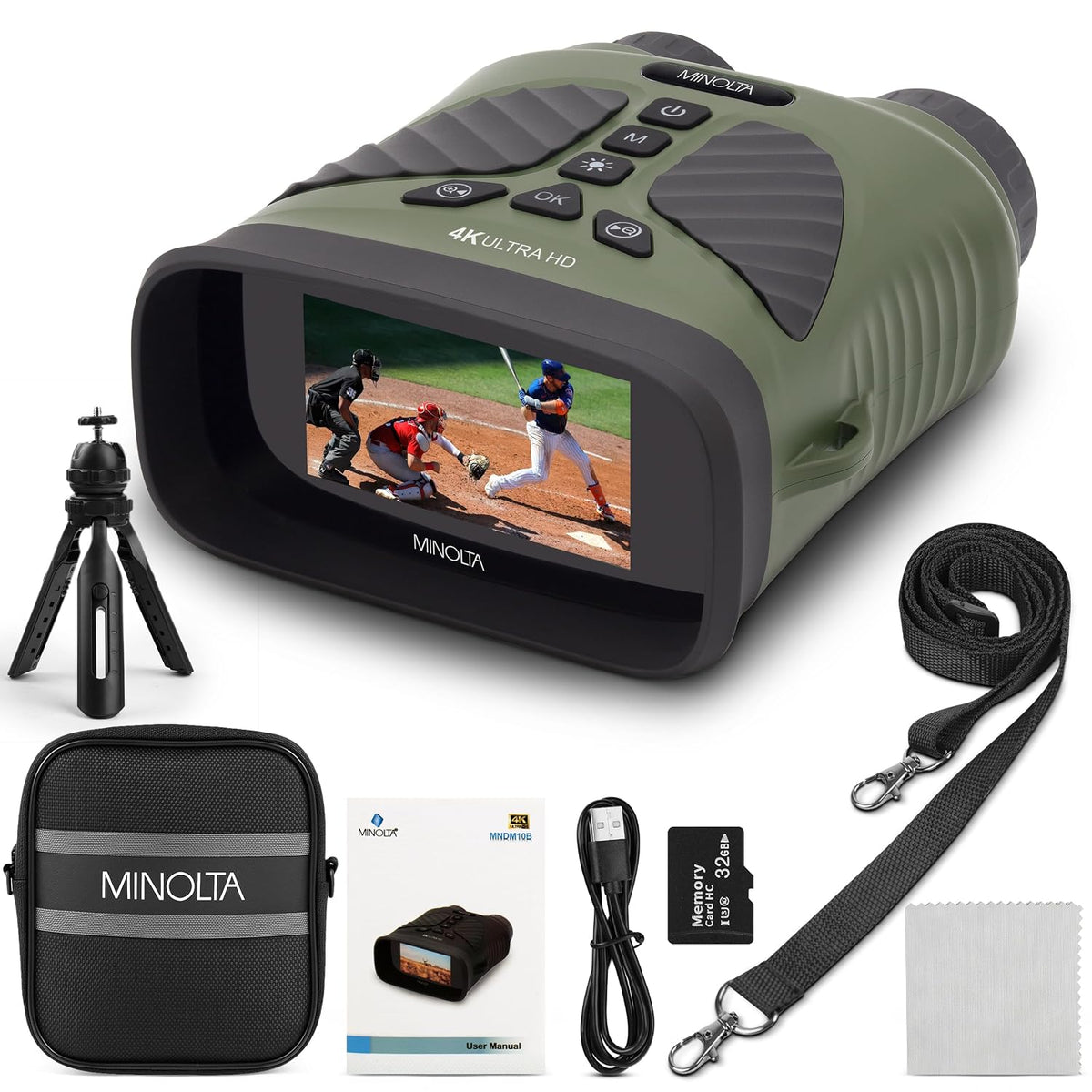 Minolta MNDM10B 4K Video 10x25 Kit monocular de visión nocturna dig...