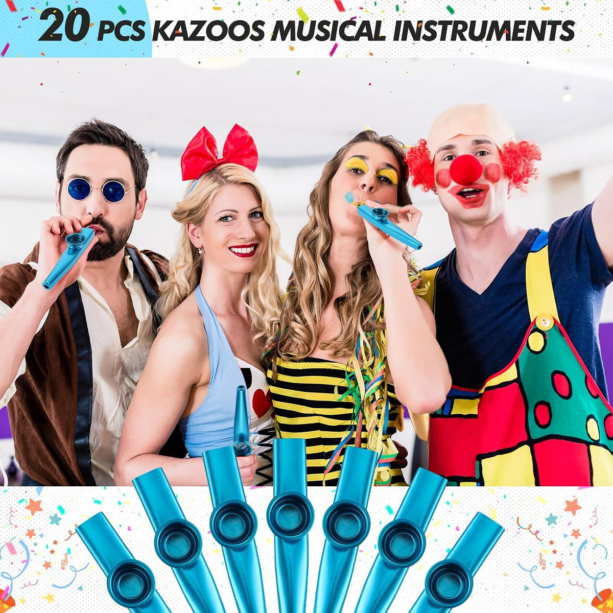 20 piezas de instrumentos musicales Kazoos de metal Kazoos de flaut...