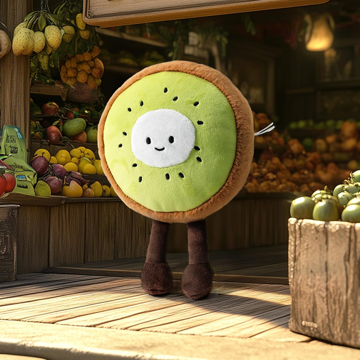 RECUR Juguete de peluche de fruta kiwi, peluche de fruta suave, lin...