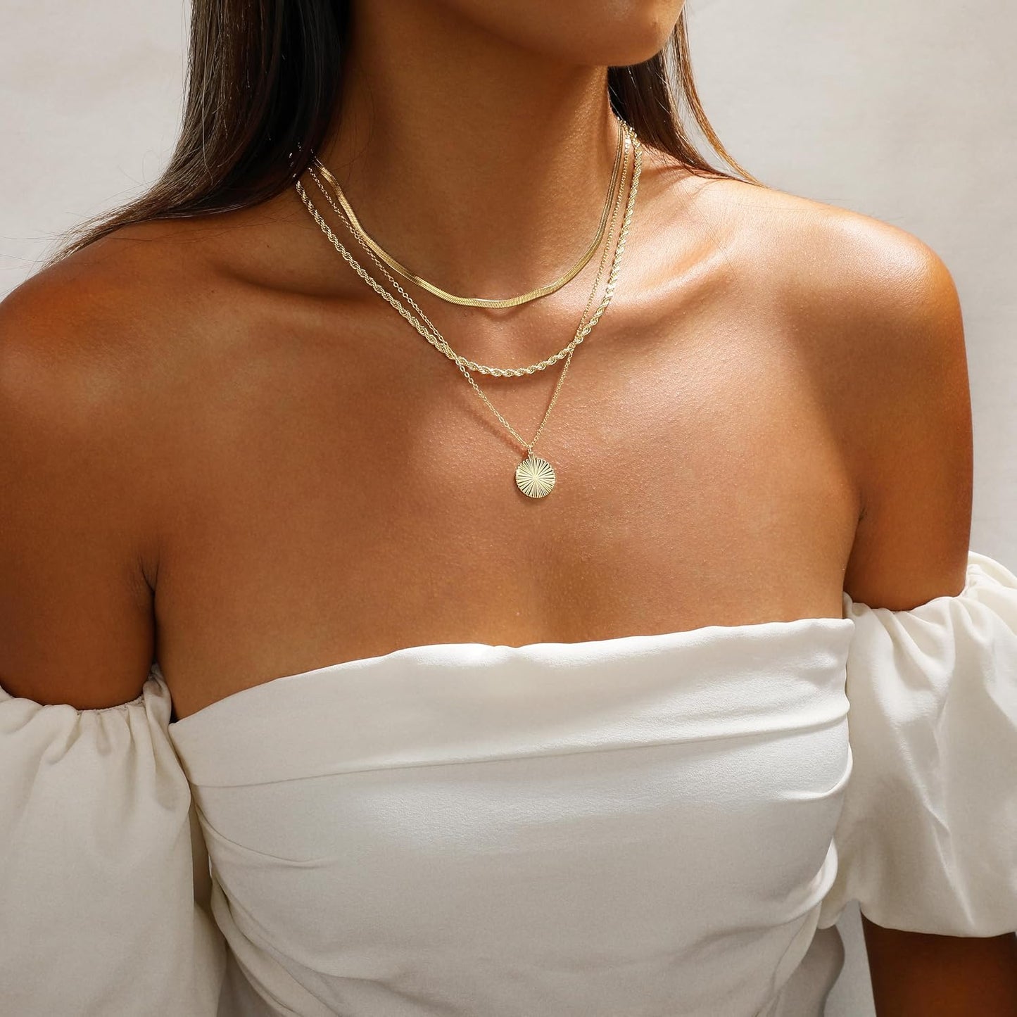 CAROVO Collar en capas de oro\/plata para mujer, chapado en oro\/pl...