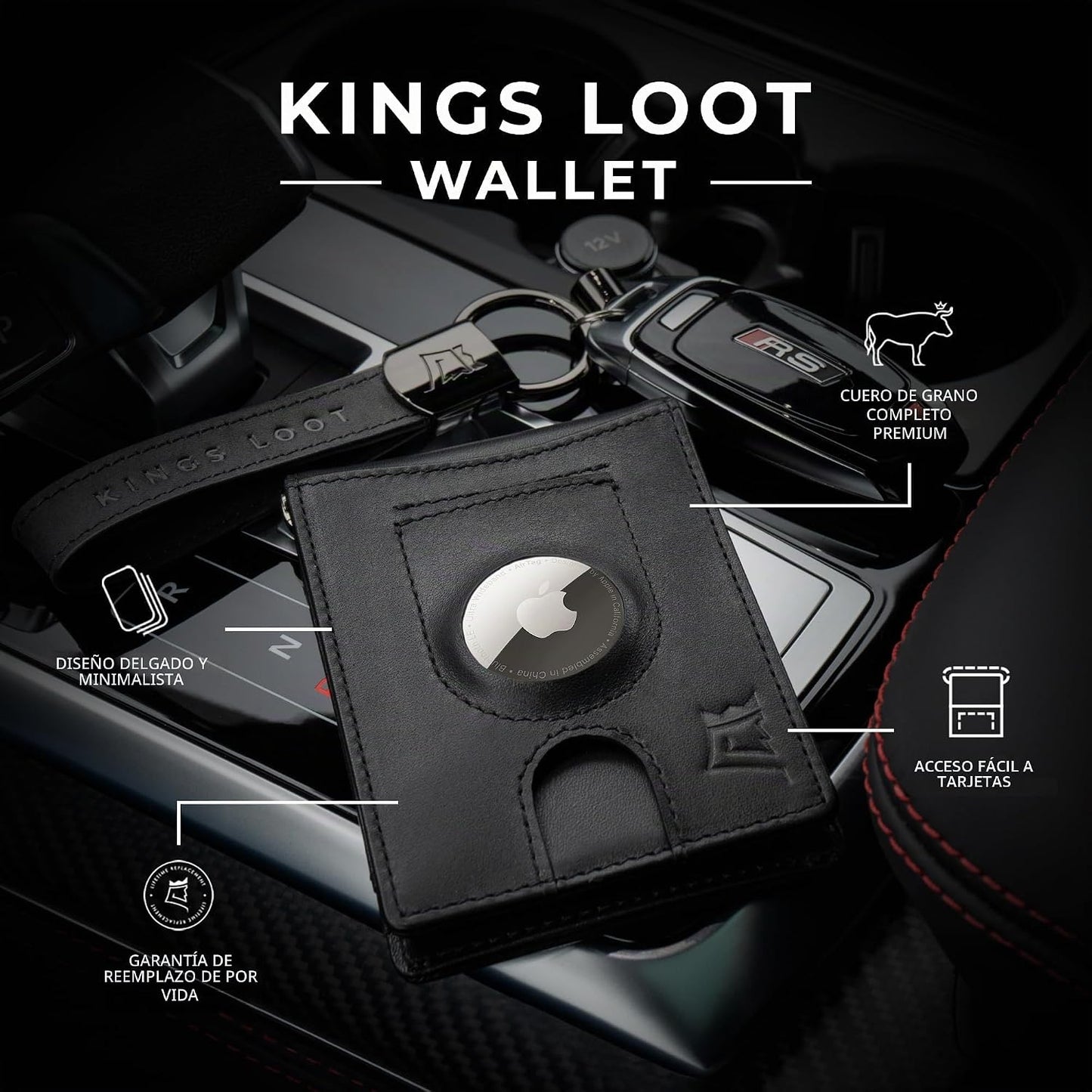 Kings Loot Billetera inteligente rastreable para Airtag para hombre...