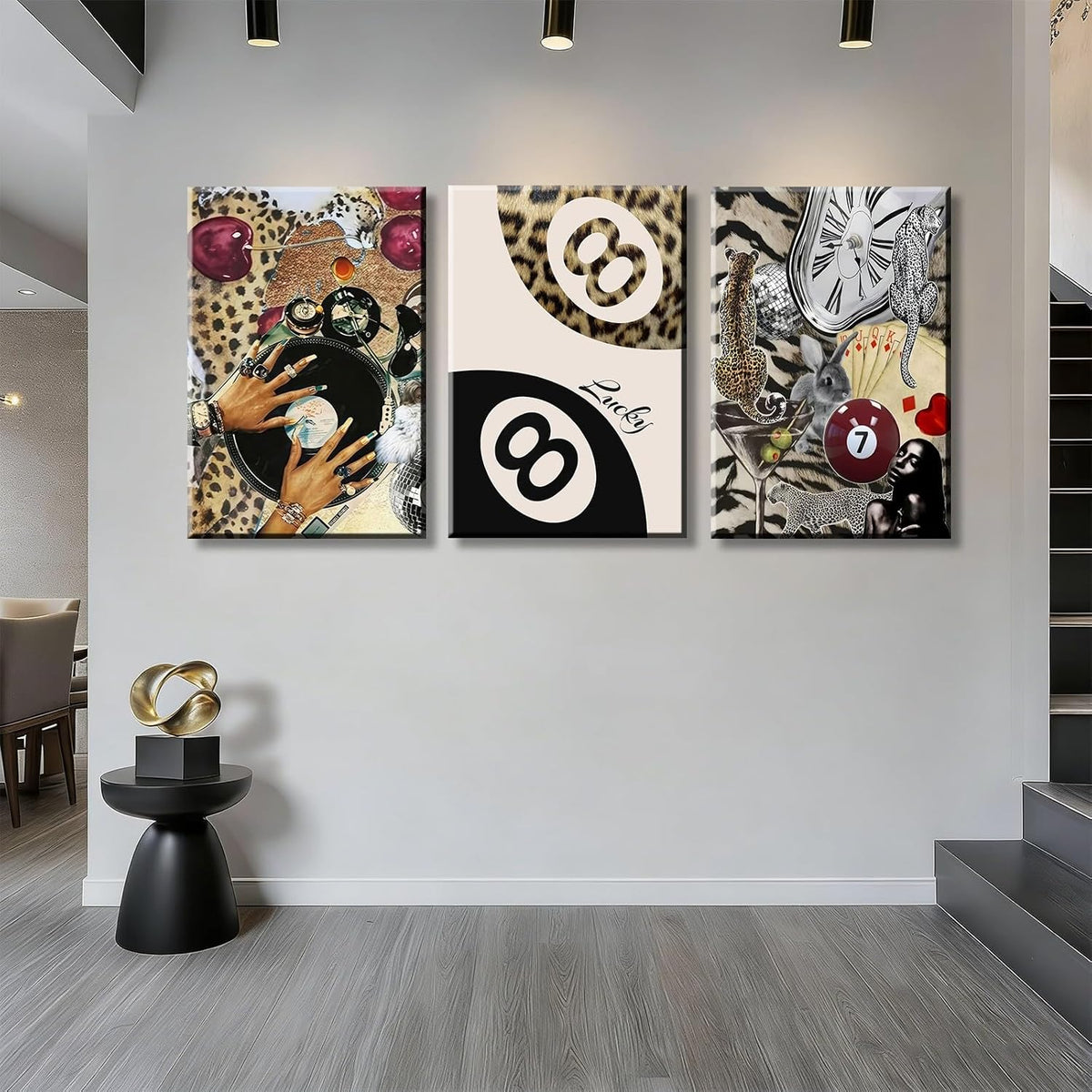 3 piezas de arte de pared de lona con diseño de leopardo moderno, d...