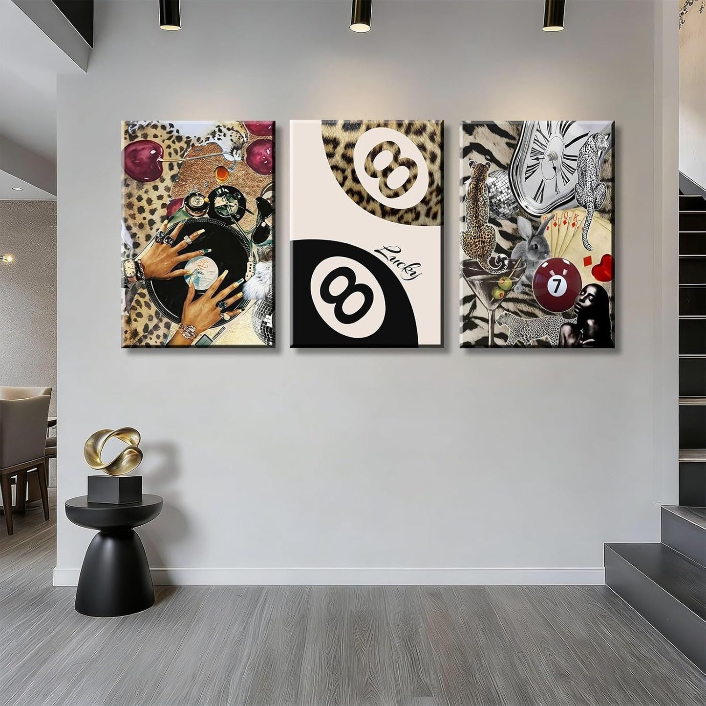 3 piezas de arte de pared de lona con diseño de leopardo moderno, d...