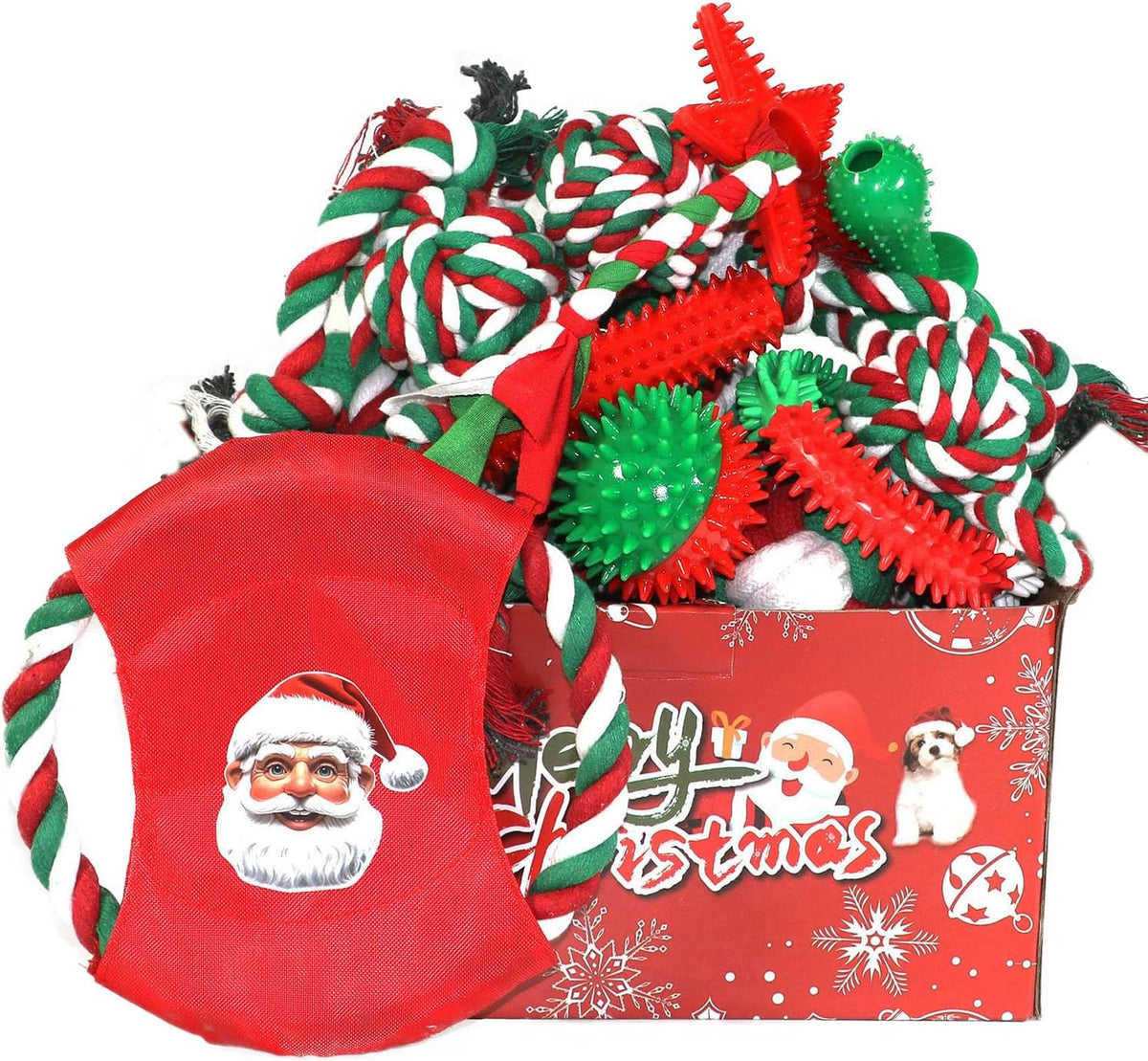 Juguetes de Navidad para perros, paquete de 15, juguetes de goma pa...