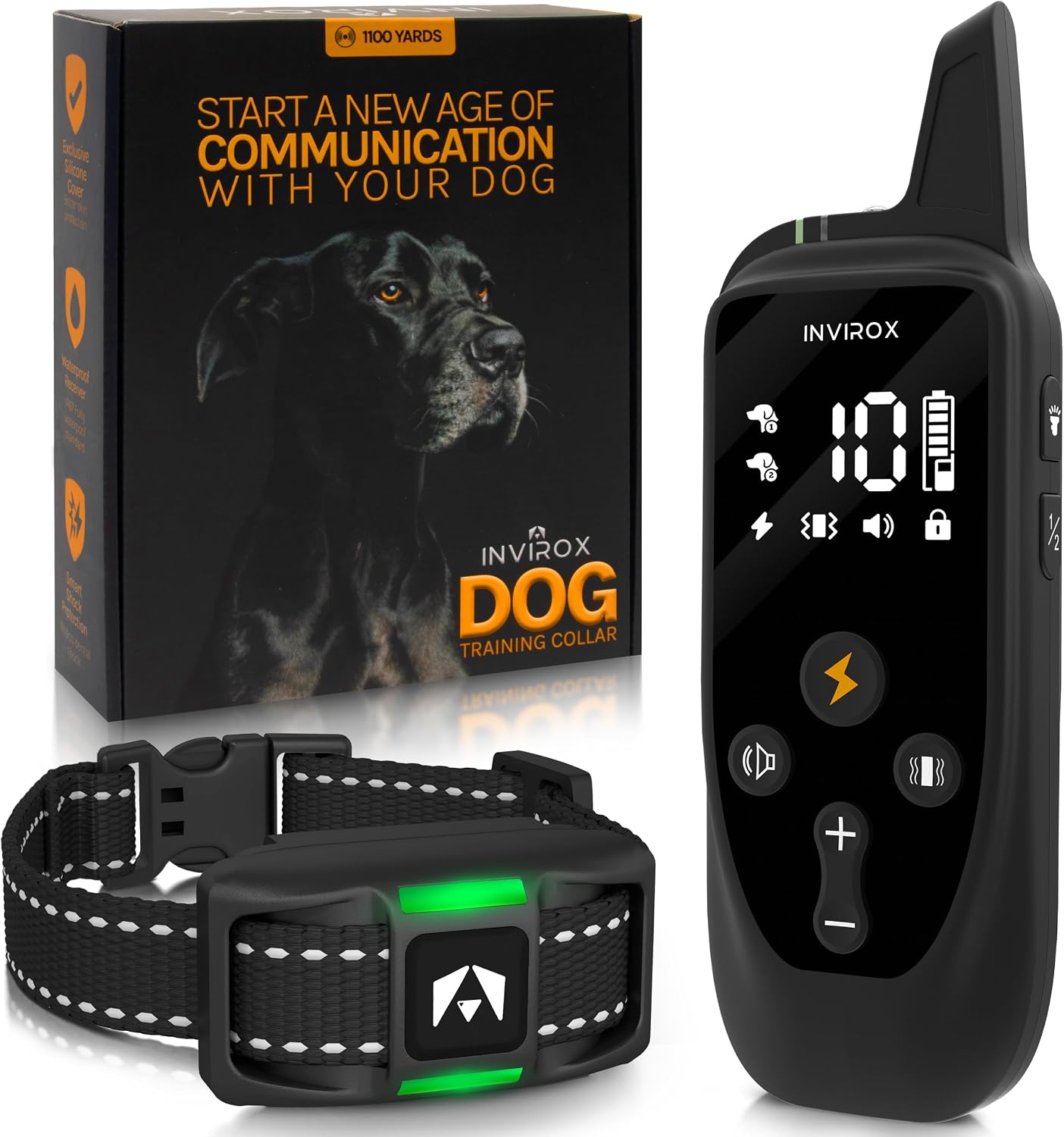 INVIROX Collar de entrenamiento para perros con control remoto, col...
