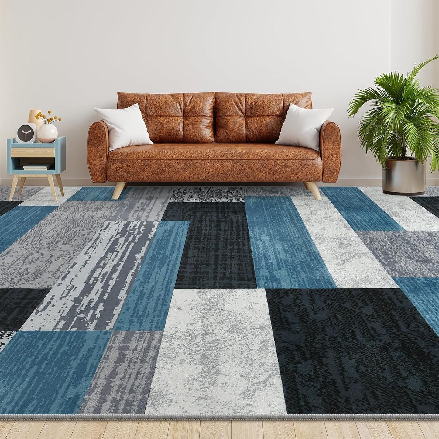 Alfombras de área grande, decoración moderna de parches geométricos...