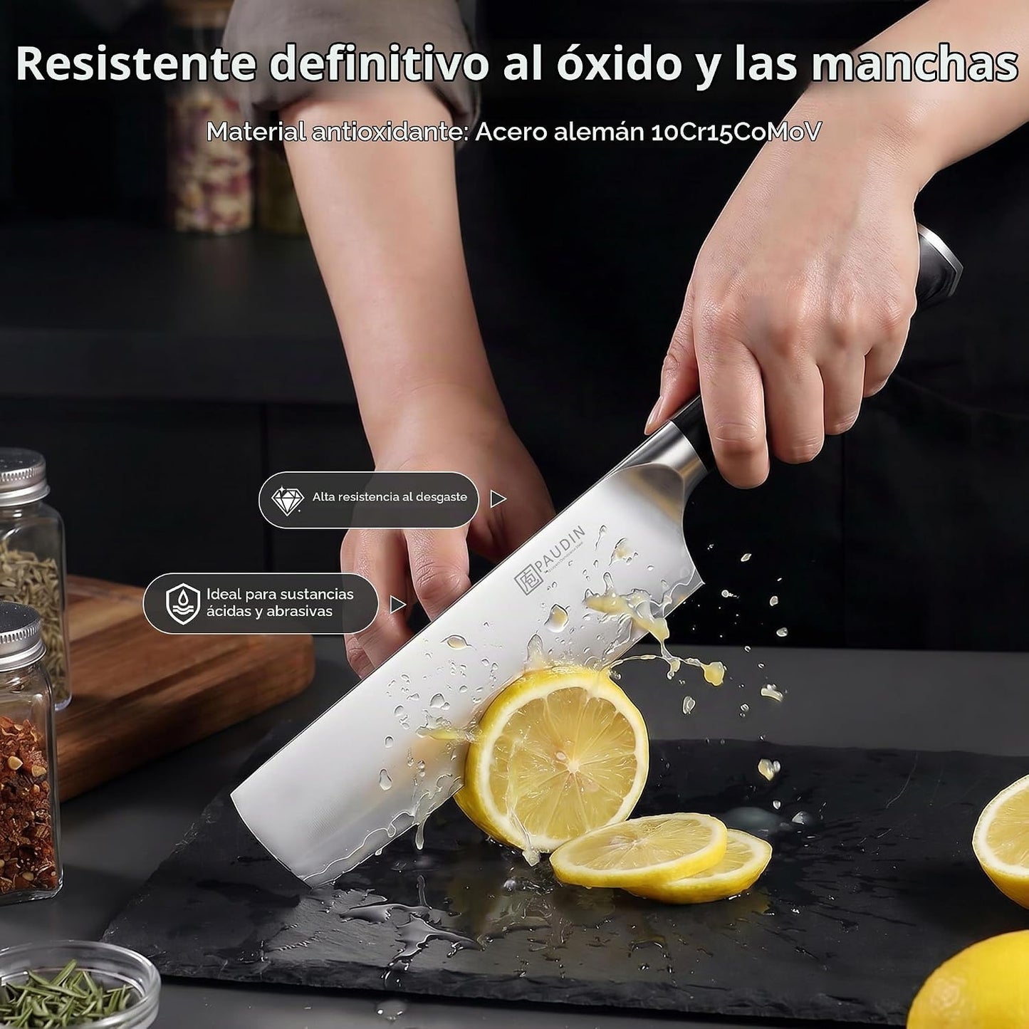PAUDIN - Cuchillo Nakiri de 7 pulgadas, cuchillo de cocina de acero...