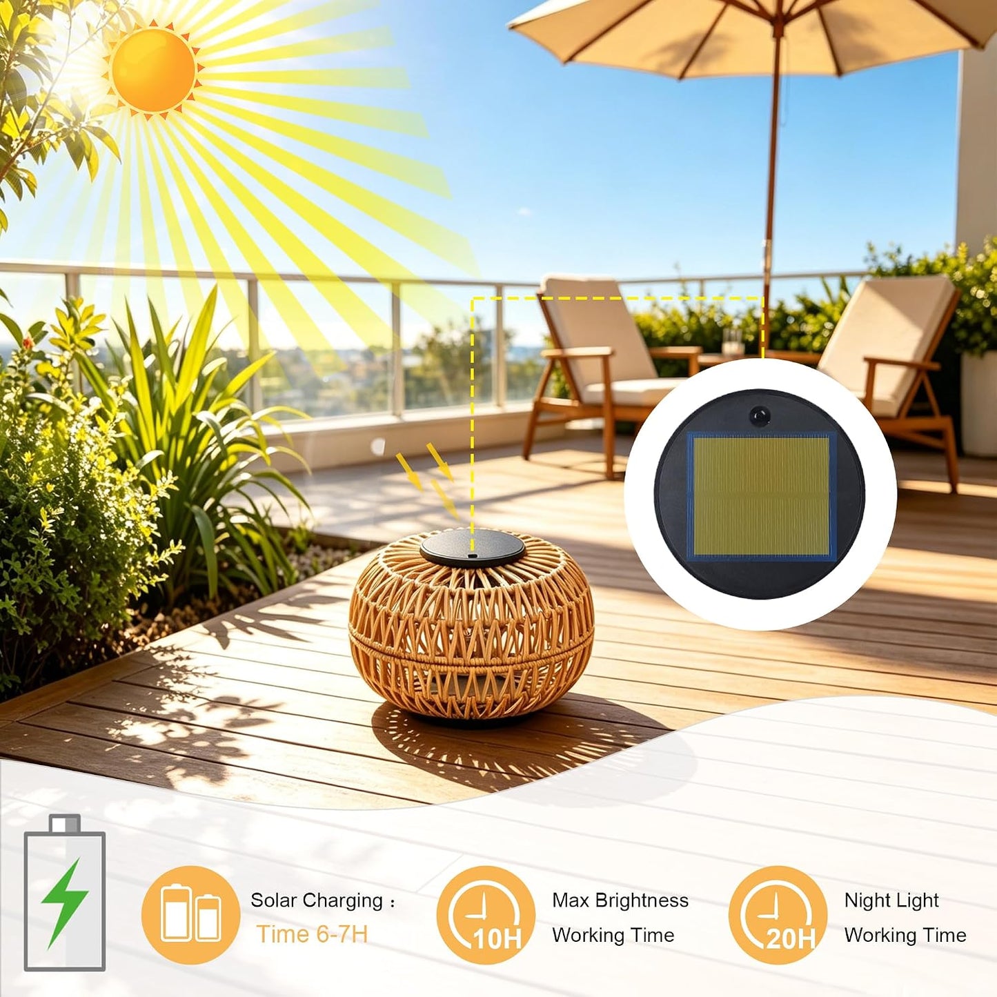 Paquete de 2 faroles solares impermeables para exteriores, 11 pulga...
