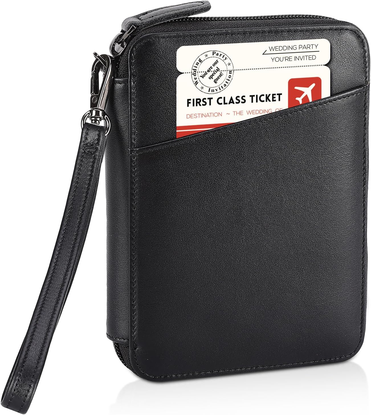 Polare - Cartera de piel de napa, para pasaporte familiar, para 4 p...