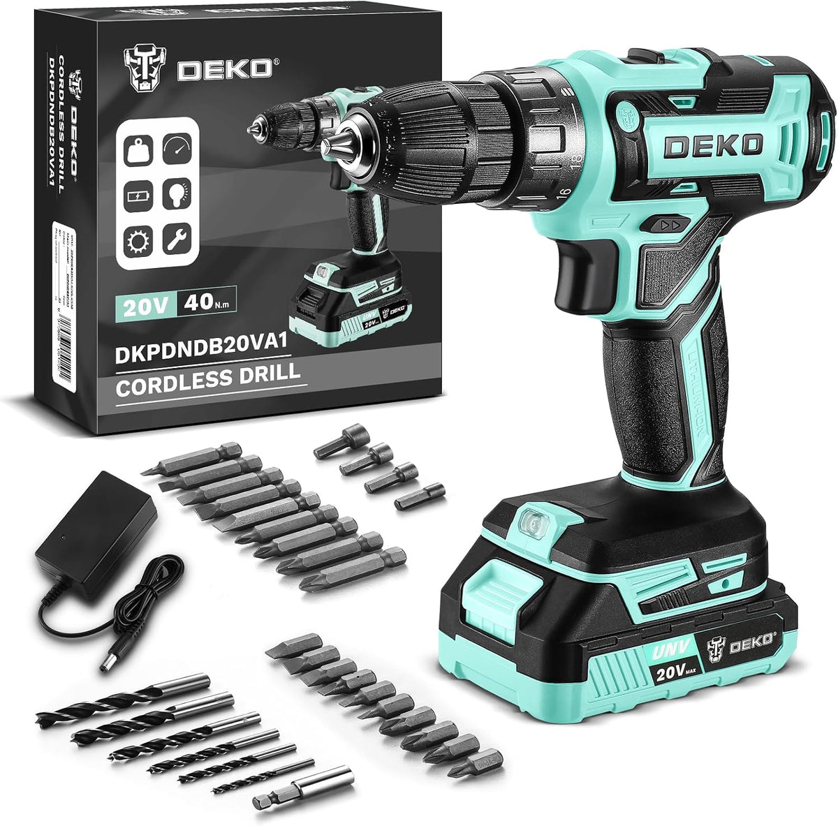 Taladro eléctrico inalámbrico: DEKO PRO Taladro inalámbrico de 20 V...