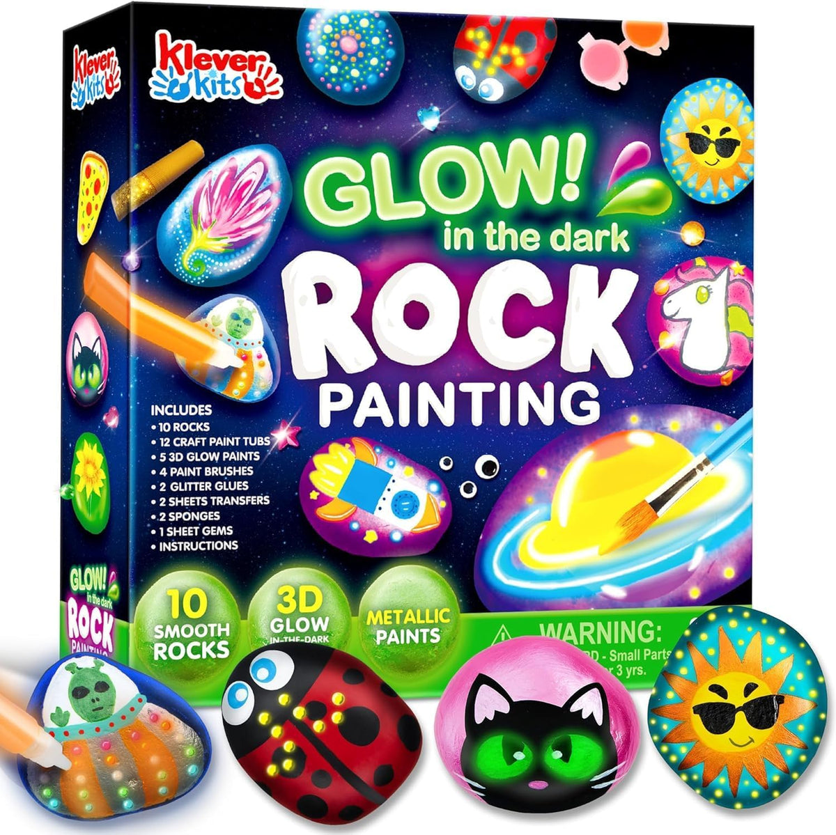 Kit de pintura de roca: kit de roca que brilla en la oscuridad, art...
