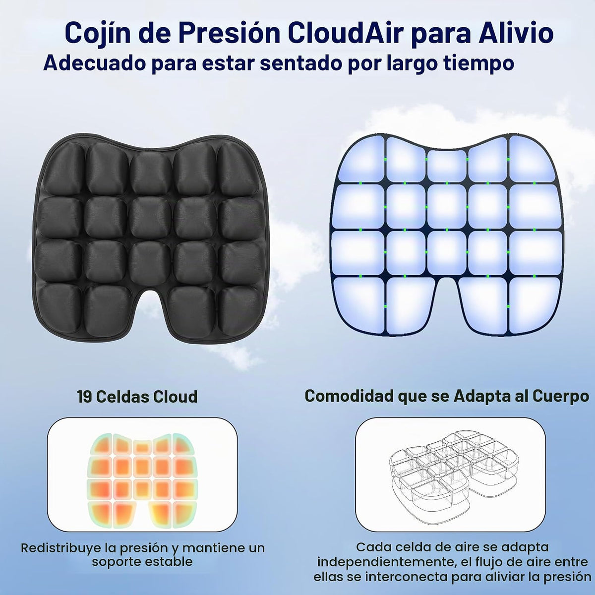 Cojín de asiento de viaje mejorado para avión, cojín de asiento de...
