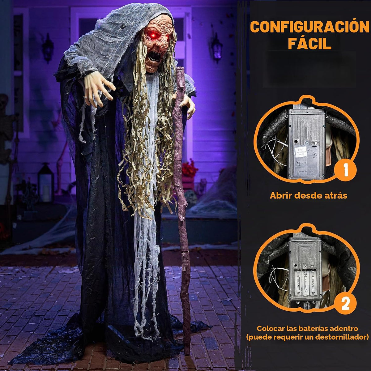 JOYIN Decoraciones de Halloween de 62 pulgadas para exteriores, ani...