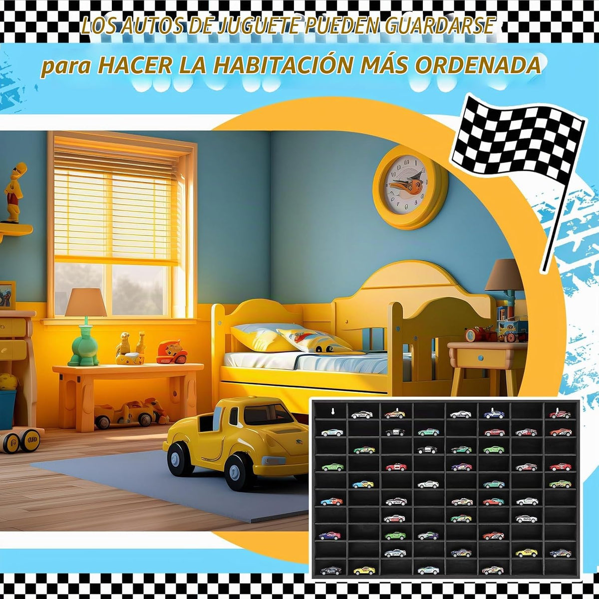 Seenelling Vitrina de Madera para Autos de Juguete Hot Wheels Fundi...