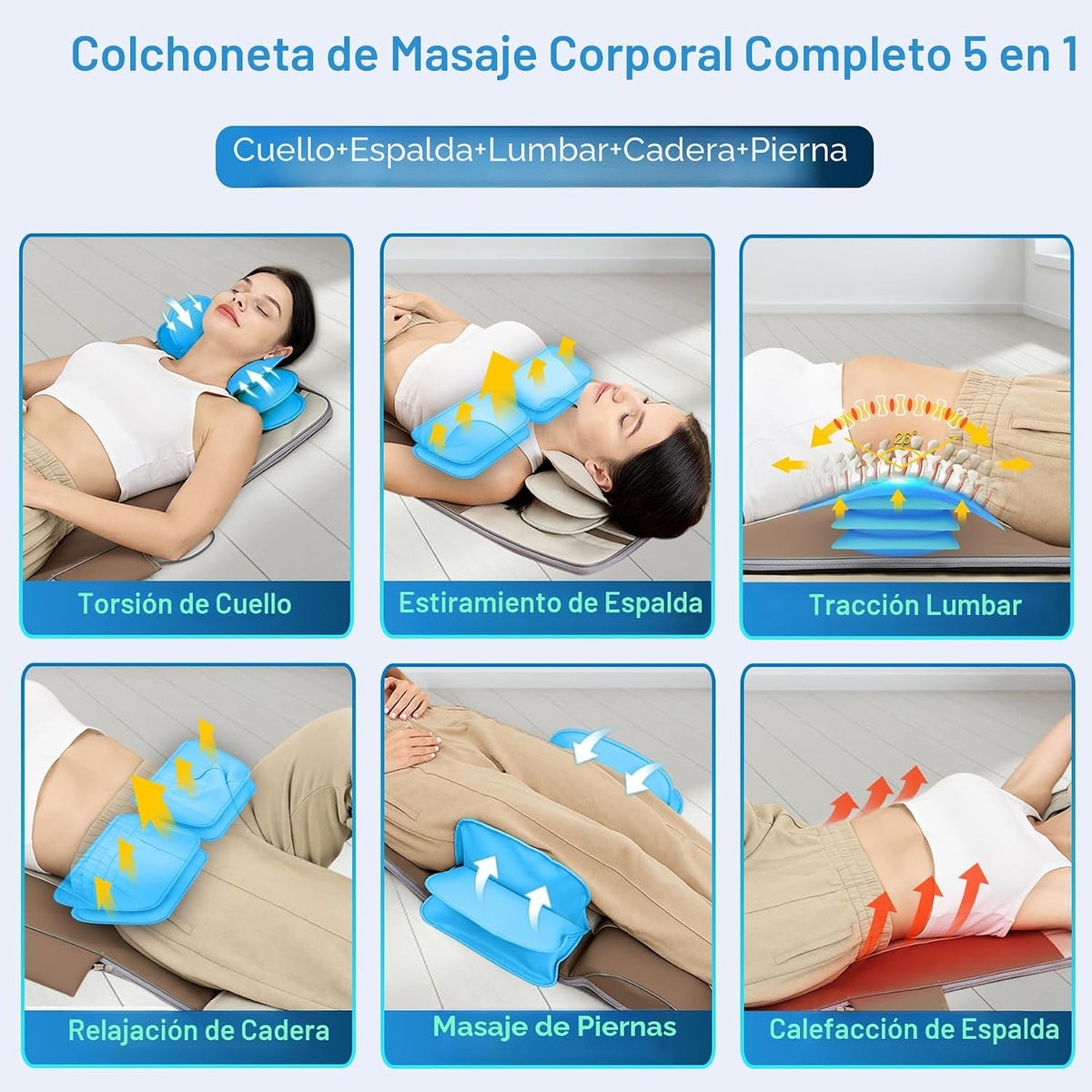Colchoneta de Masaje de Cuerpo Completo con Bolsas de Aire para Est...