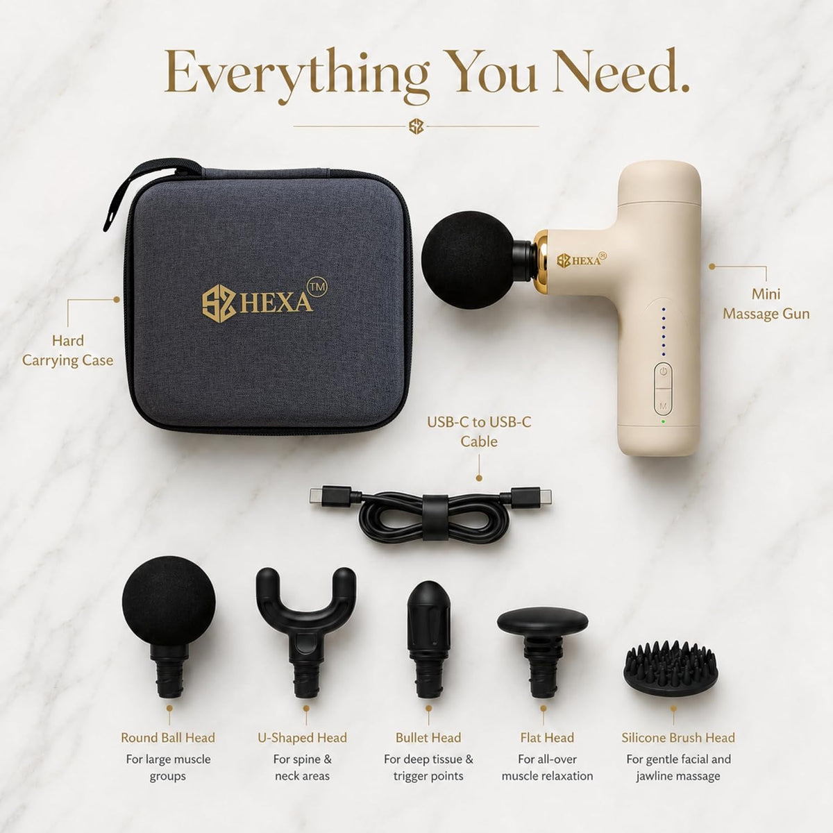 Hexa Super Mini pistola de masaje con masajeador facial, masajeador...