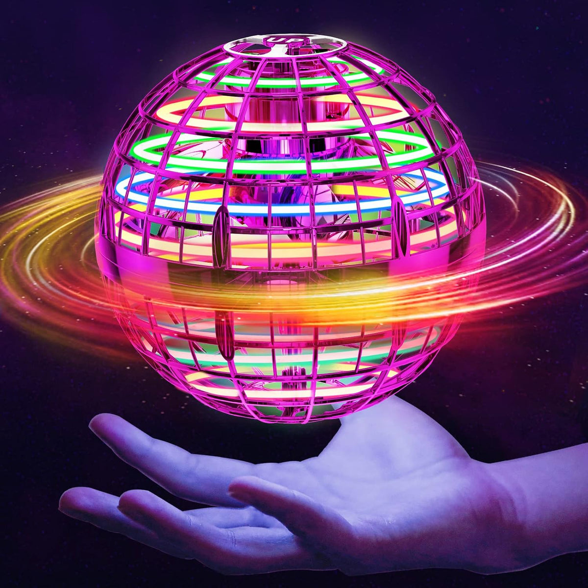 Ivtivfu Bola de orbe voladora (rosa, 2025 actualizada) con luces de...
