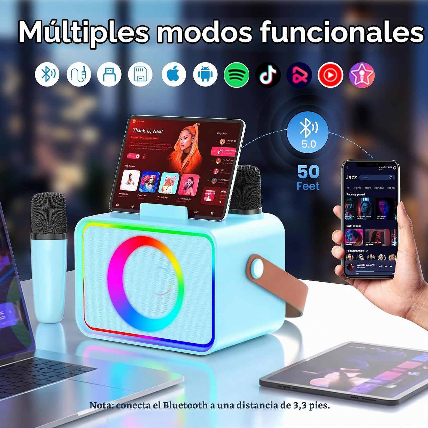 Máquina de karaoke para niños y adultos, altavoz Bluetooth portátil...