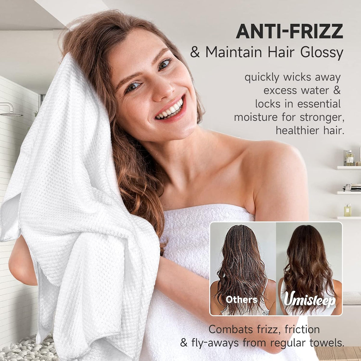 Umisleep Toalla de microfibra extra grande para mujer, cabello riza...