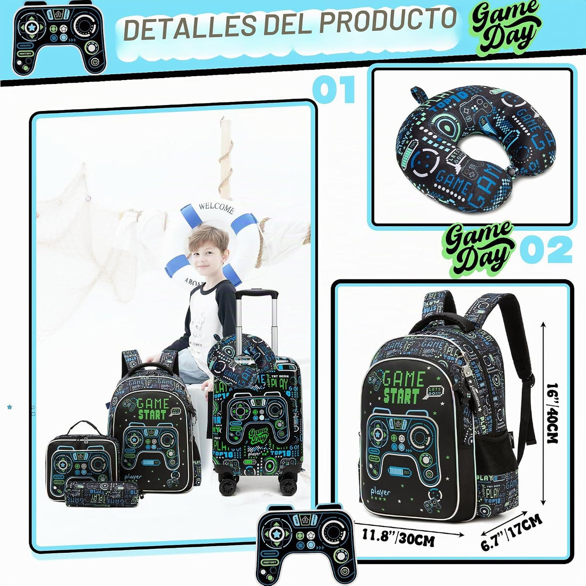 Homskiii Juego de maletas para niños, 5 piezas, equipaje rígido de...