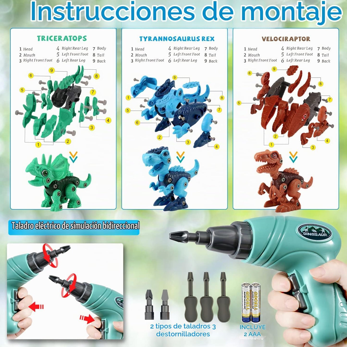 Juguetes STEM de dinosaurios para niños de 3 a 5 años, juguetes de...