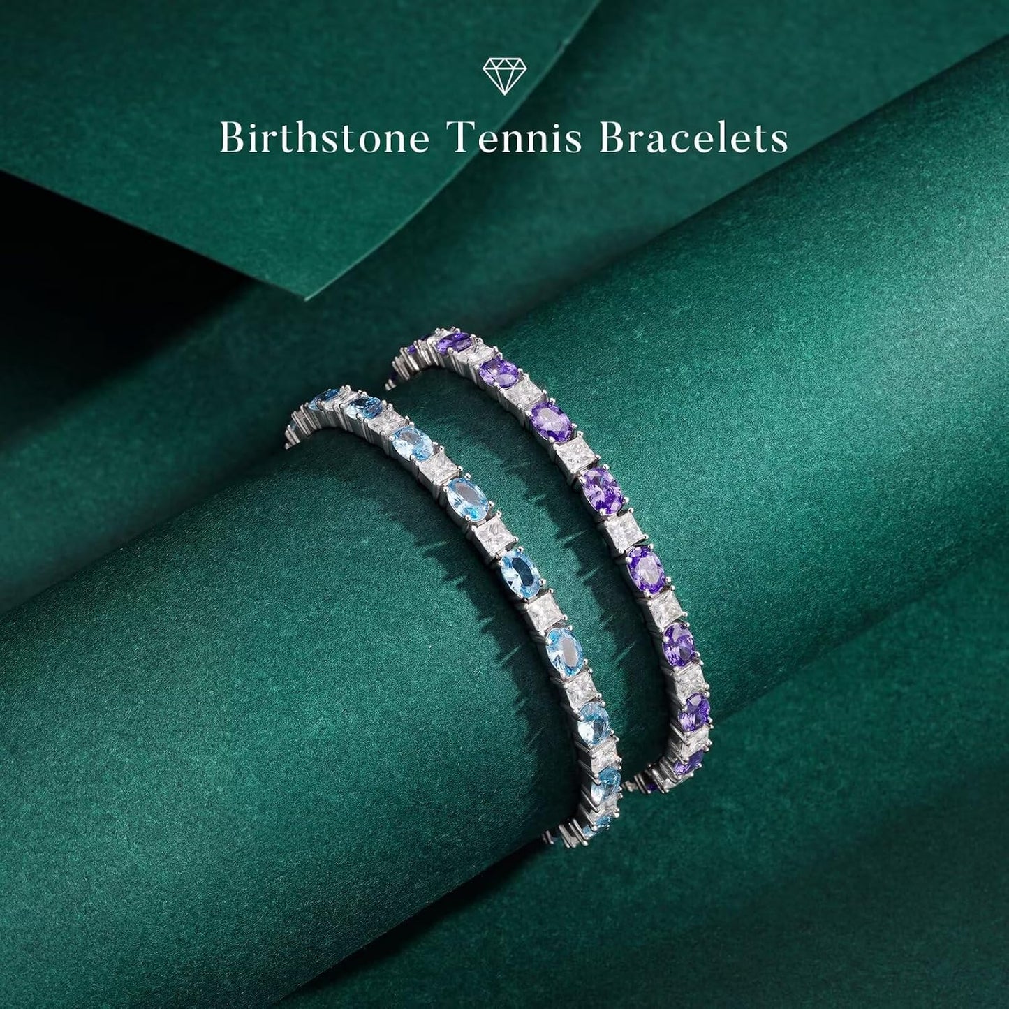Iefil Pulseras de tenis ajustables para mujer, pulsera de plata de...
