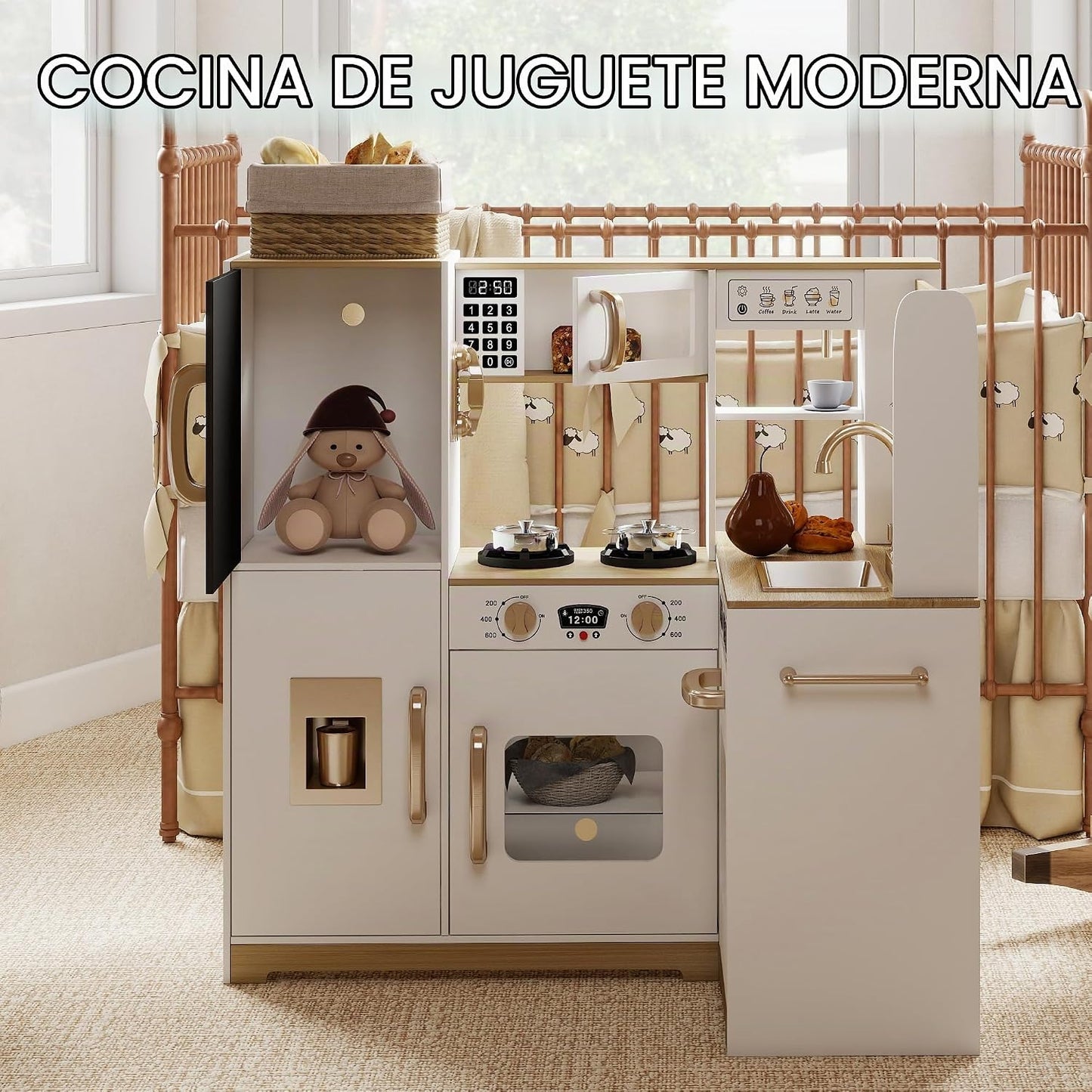 TaoHFE Cocina de Jugar de Esquina Blanca con Luces, Juego de Cocina...