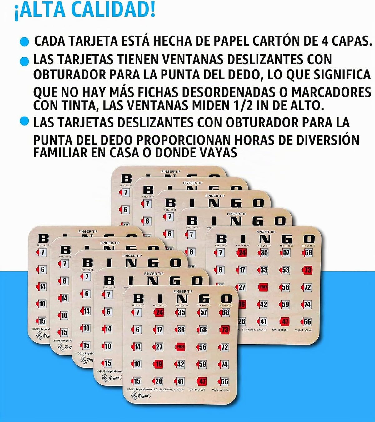 Cartas de bingo a granel de Regal Bingo con ventanas deslizantes -...