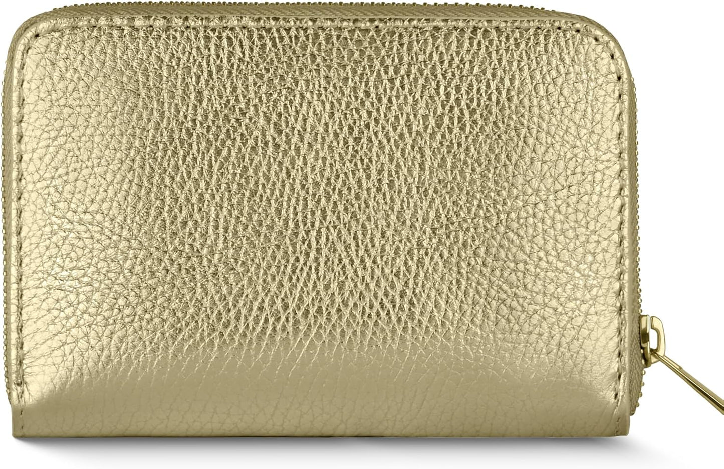 TAKEASY Cartera italiana de cuero metálico genuino para mujer con c...