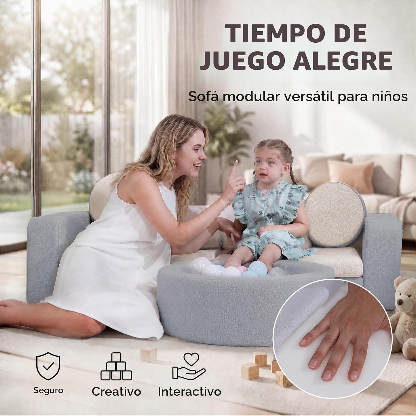 BUMNANA Sofá modular de juego para niños, sofá seccional para niños...
