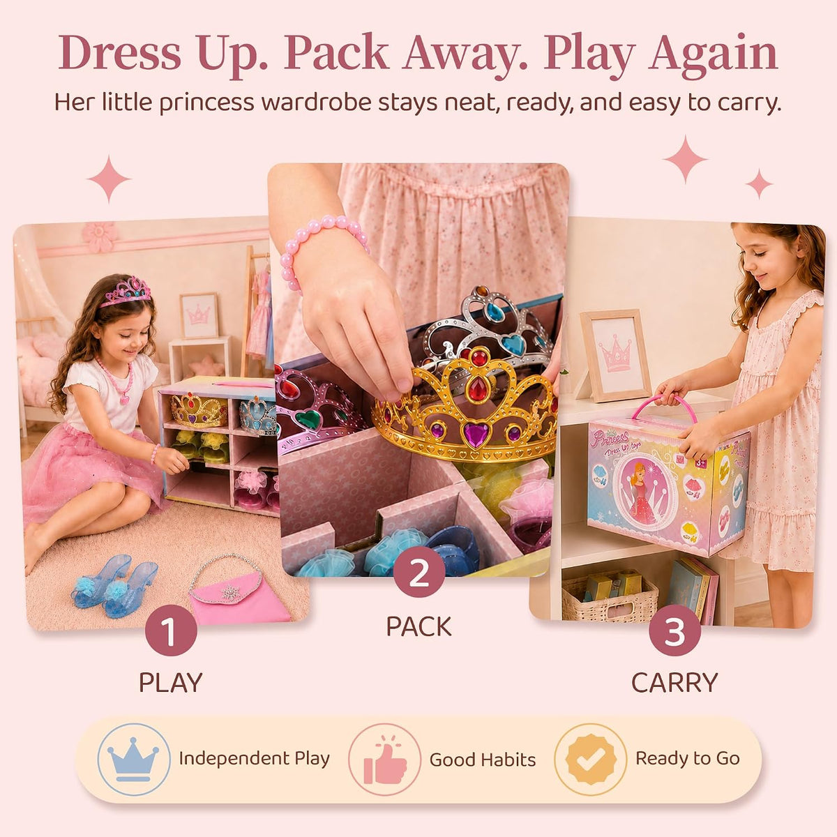 Conjunto de vestir de princesa Meland para niñas de 3 a 6 años con...