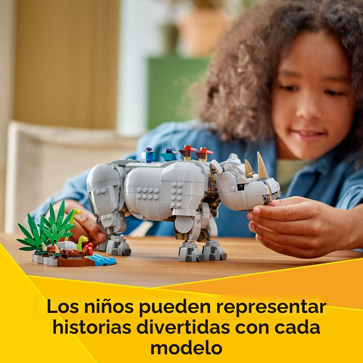 LEGO Creator 3 en 1 Wild Animals: Majestic Rinoceronte con pájaros...