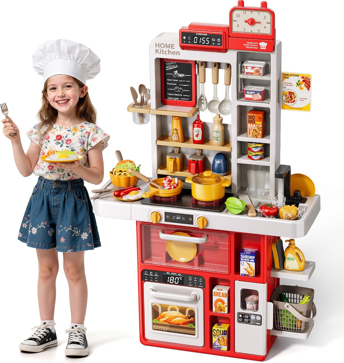 KIZONLY Juego de cocina para niños, juego de cocina de 88 piezas pa...