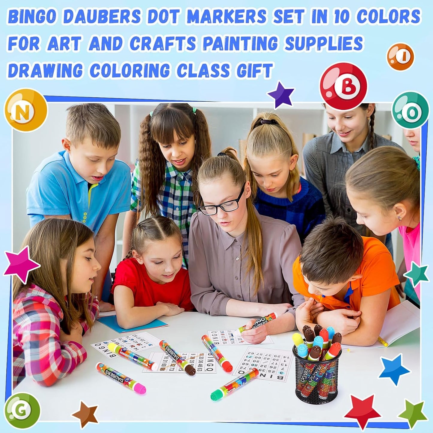 Crtiin Juego de 120 marcadores de puntos de Bingo Daubers de 0.4 on...