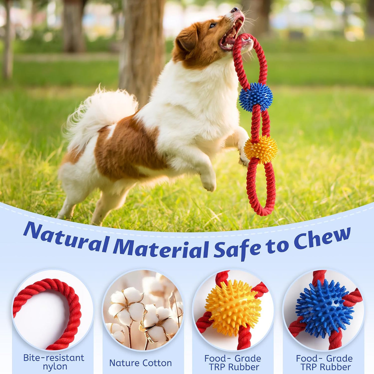 Aitmexcn Juguetes de cuerda para perros, juguetes resistentes de ti...