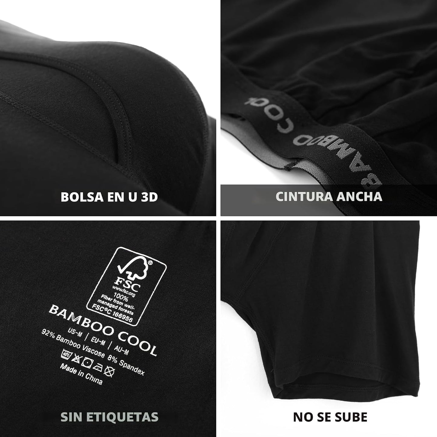 BAMBOO COOL Calzoncillos tipo bóxer ultra transpirables para hombre...