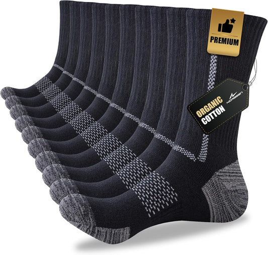 Niorasen Calcetines de trabajo de algodón para hombre, 5 pares de c...