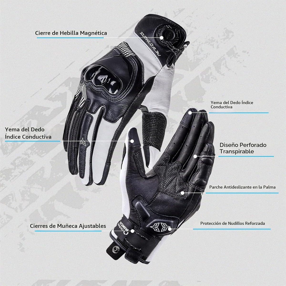 DUHAN Guantes de cuero para motocicleta para hombre/mujer, guantes...