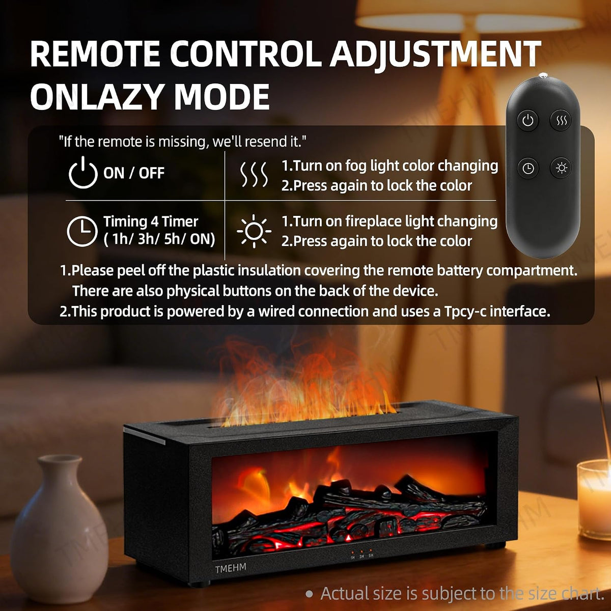 TMEHM Humidificador difusor de aire con llama de chimenea, difusor...