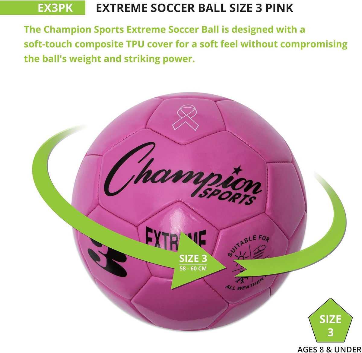 Champion Sports Extreme Series - Balón de fútbol \u2013 Tamaños 3,...