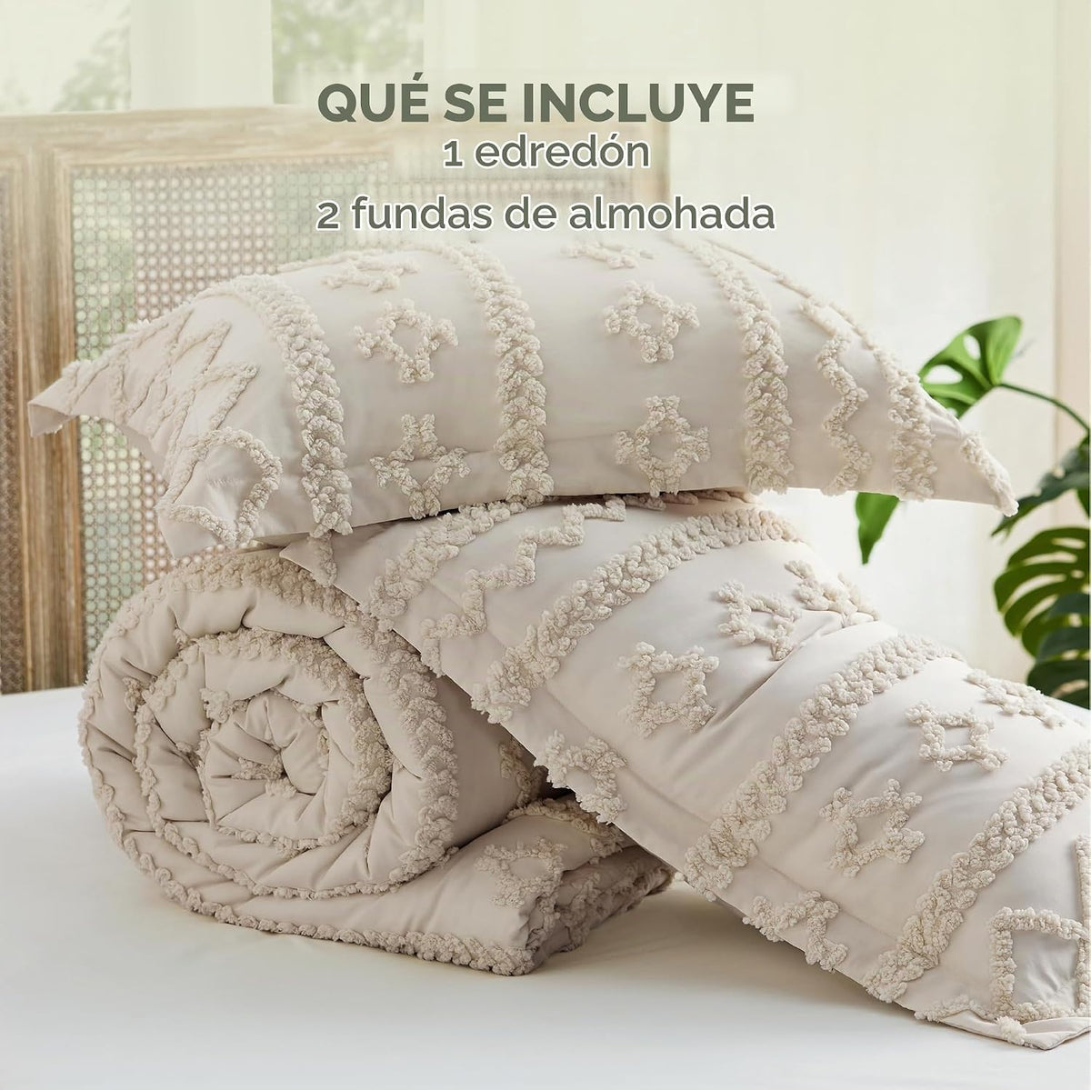 Bedsure Juego de Edredón Bohemio con Mechones Tamaño Queen - Juego...