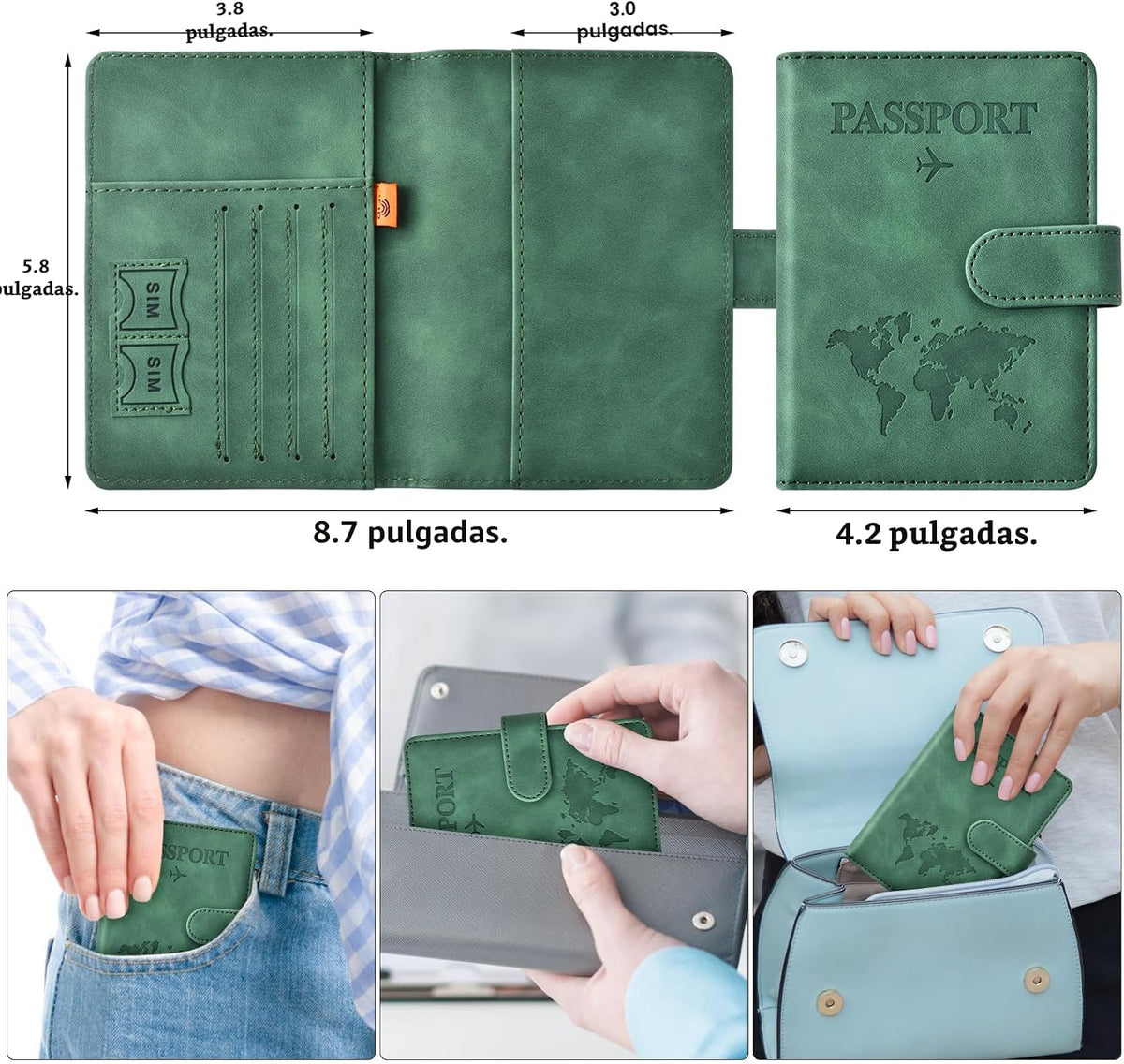 Combo de tarjetero para pasaporte y vacuna, soporte para pasaporte...