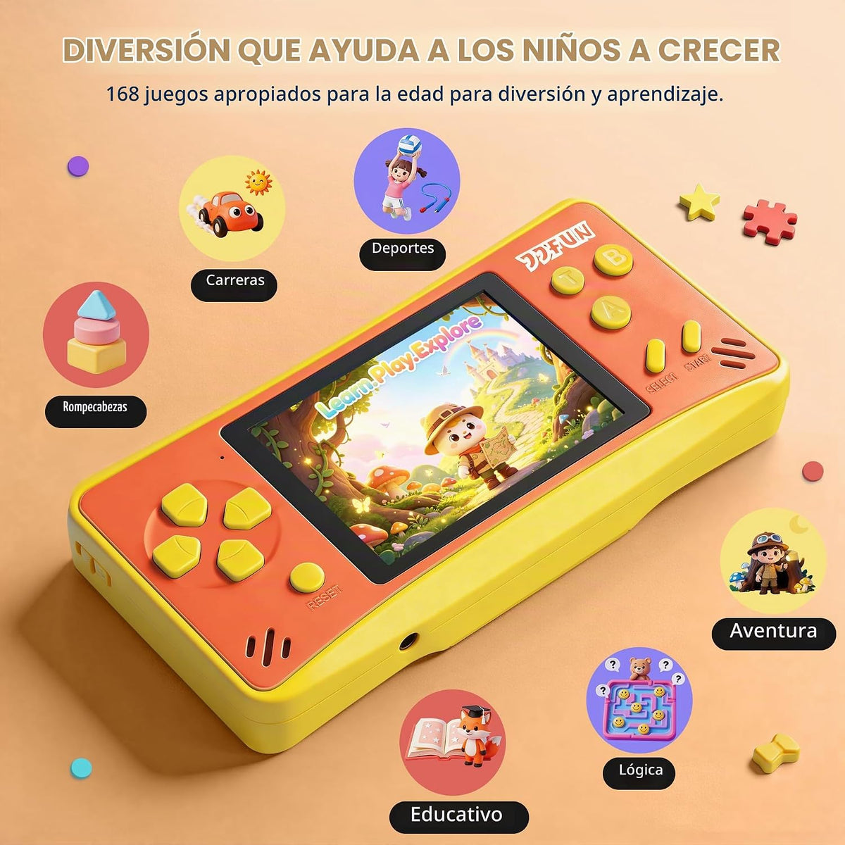 168 Reproductor de videojuegos incorporado Plug &amp; Play de mano...