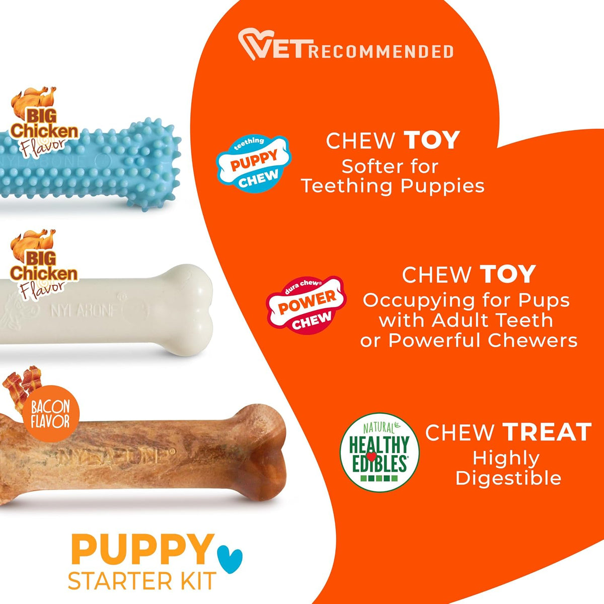 Nylabone - Kit de iniciación para cachorros, juguetes de dentición...