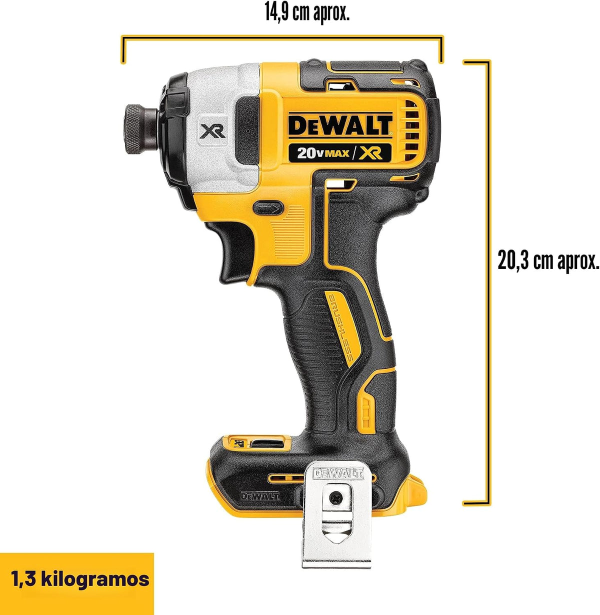 DEWALT Destornillador de impacto MAX XR de 20 V, sin escobillas, 3...