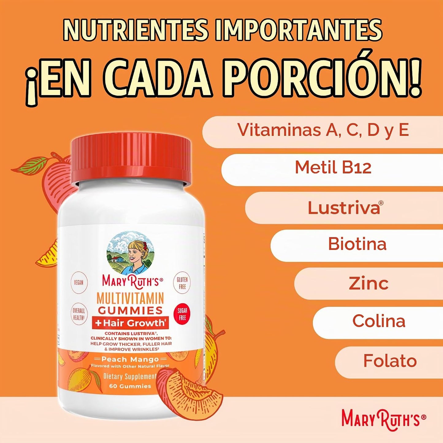MARYRUTH'S Multivitamínico + Gomitas para el crecimiento del ca...