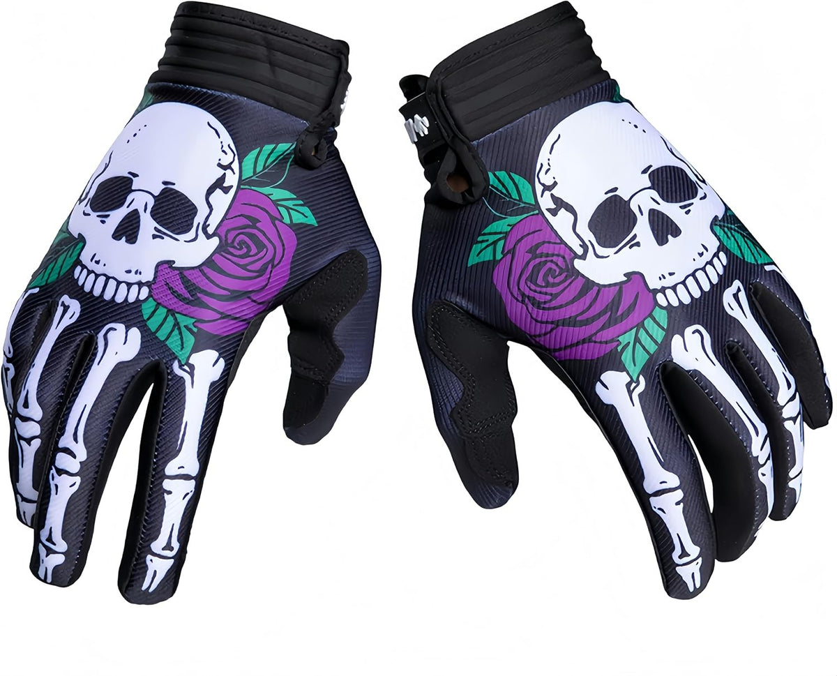 TATACLEA Guantes de ciclismo de calavera y esqueleto de rosas, tran...